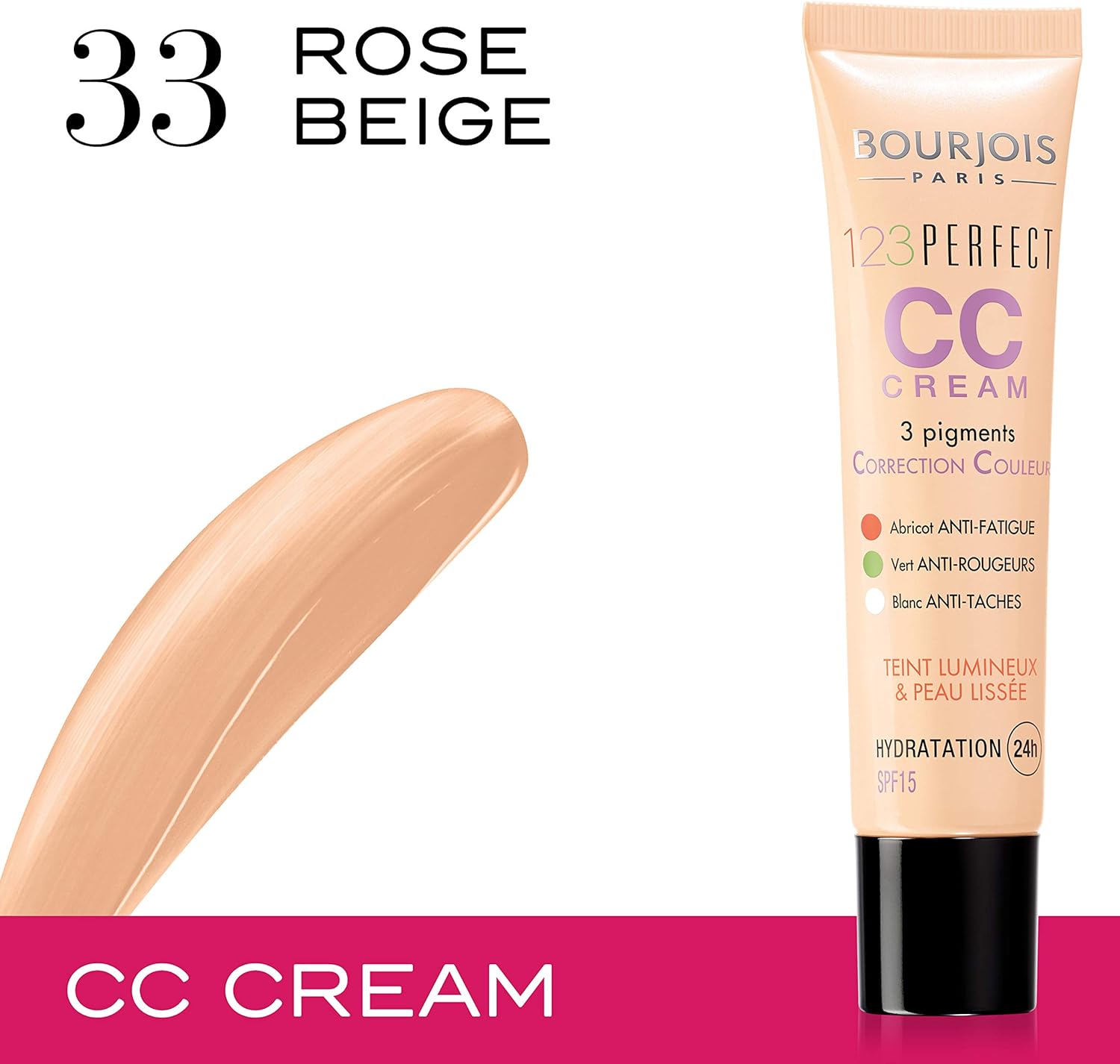 Bourjois 1,2,3 Perfect Cc Cream Cc Cream 33 Rose Beige 30 ml – 1 Fl Oz