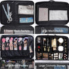 JOURMON Makeup Case Travel Makeup Train Case Organizer Cosmetic Bag Portable with Adjustable Dividers and Shoulder Strap for Makeup Brushes Toiletry Travel Accessories(Pure Black, L)