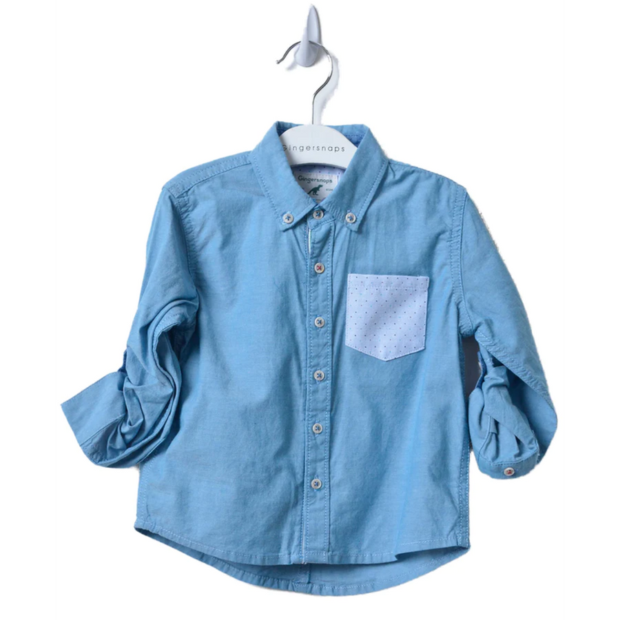 Gingersnaps Baby-Boys IBWS0390 L/S Shirt W/Floral Pocket