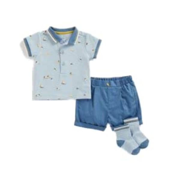 Mothercare Boys EB626 Bsf Ocassion Polo & Short & Socks Set