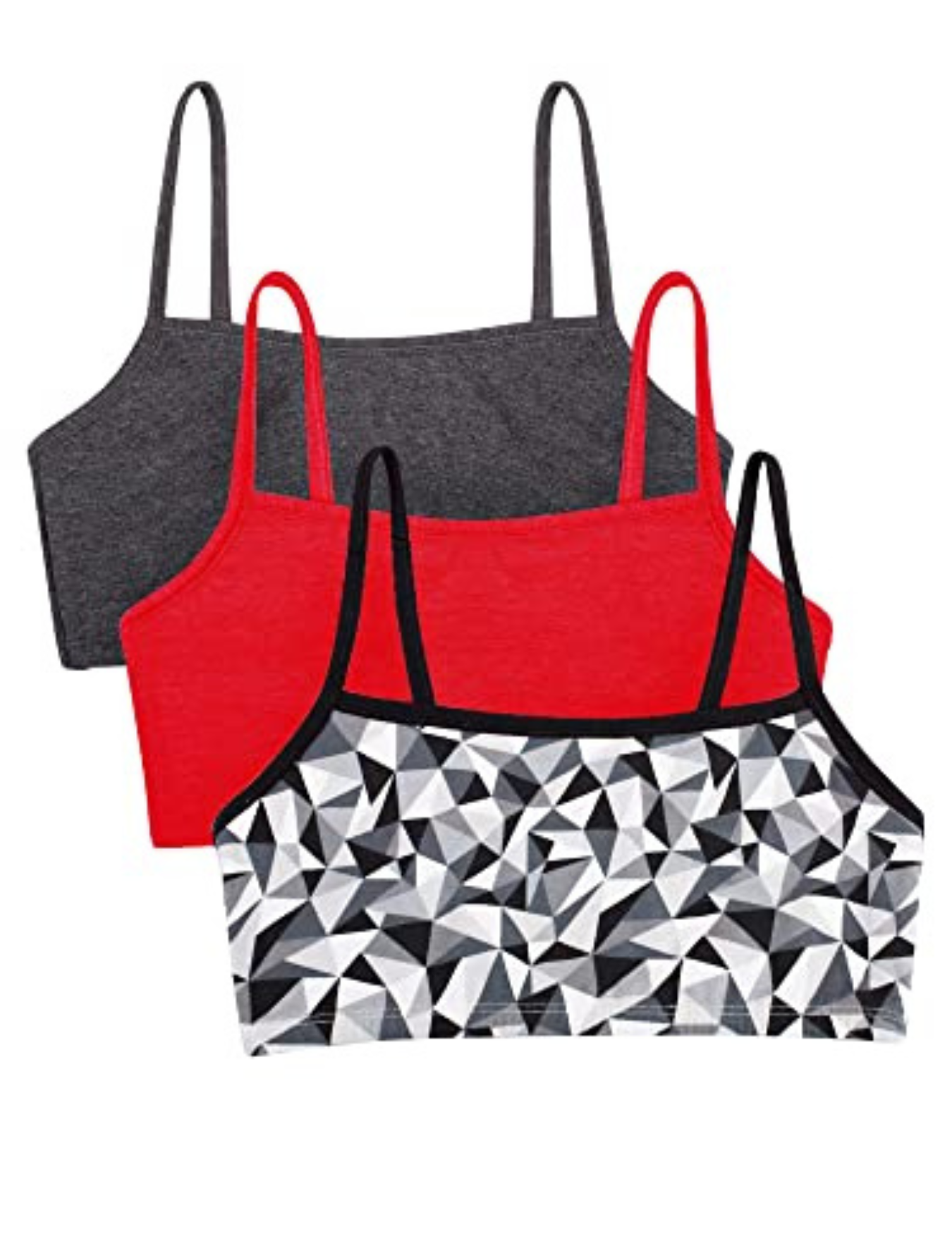 Fruit of the Loom womens Spaghetti Strap Cotton Sports Bra Sports Bra (pack of 3)