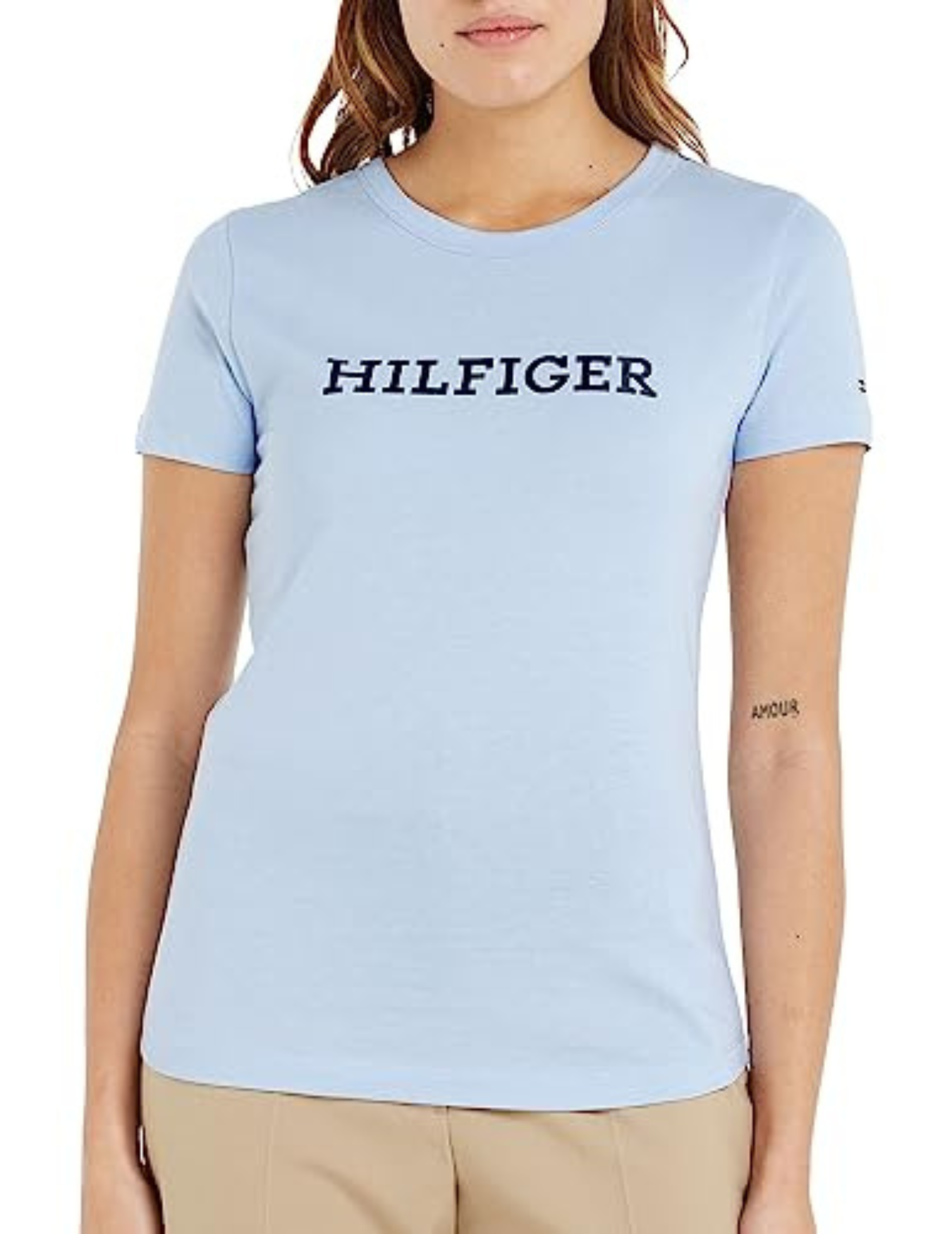 Tommy Hilfiger Women's S/S Knit Tops Hooded Sweatshirt