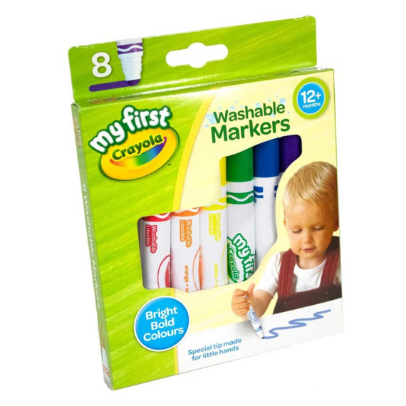 Crayola MyFirst Washable Markers - Assorted Colours (Pack of 8) | Easy-Grip Markers Perfect for Toddlers Hands | Ideal for Kids Aged 12+ Months