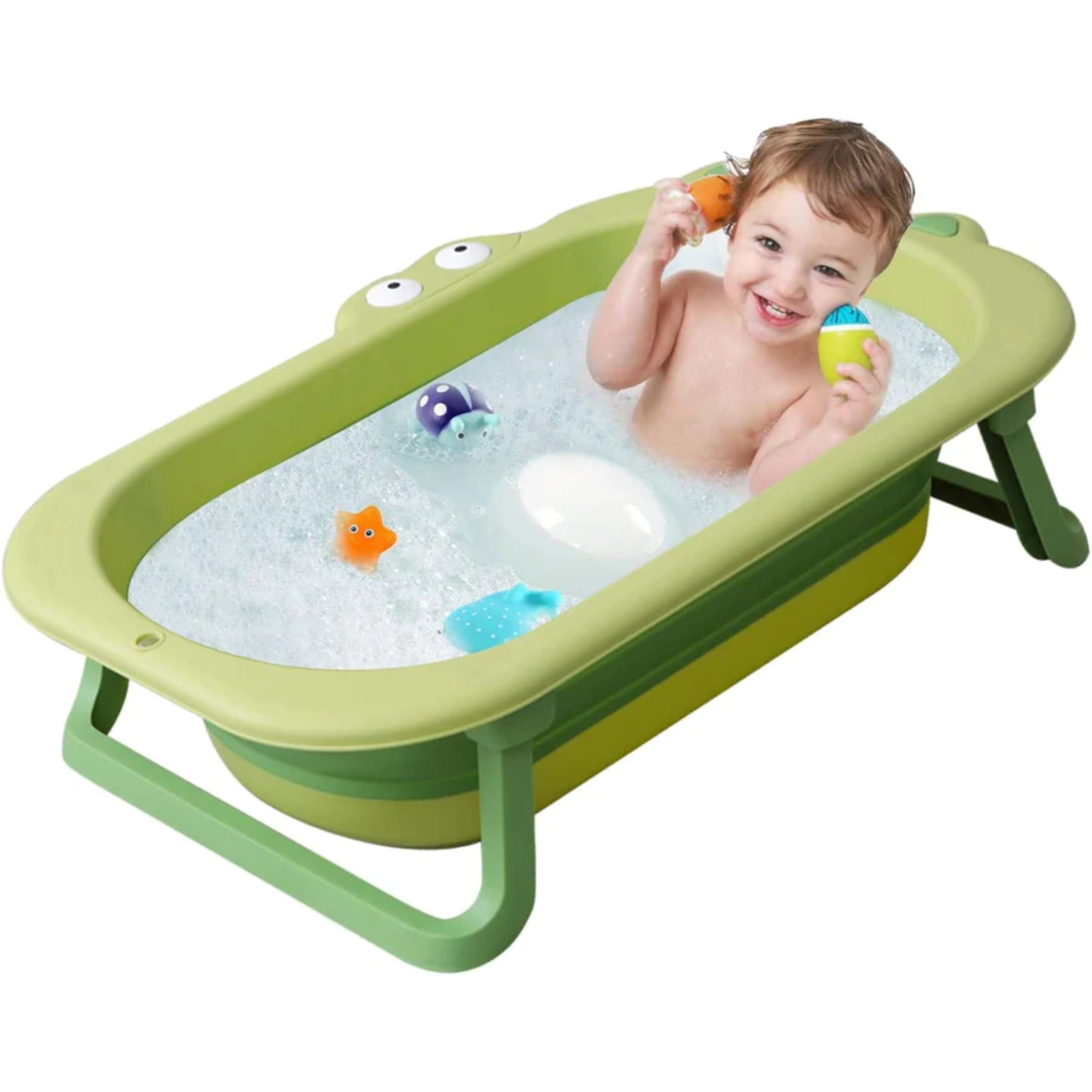 Baby Bathtub Folding Infant Bath Tub, Non-Slip Collapsible Kids Shower Bath Basin Foldable Portable Washing Bathing Tub Safe Large Bathtub with Drain Hole for Children Newborn Toddler Pet Travel