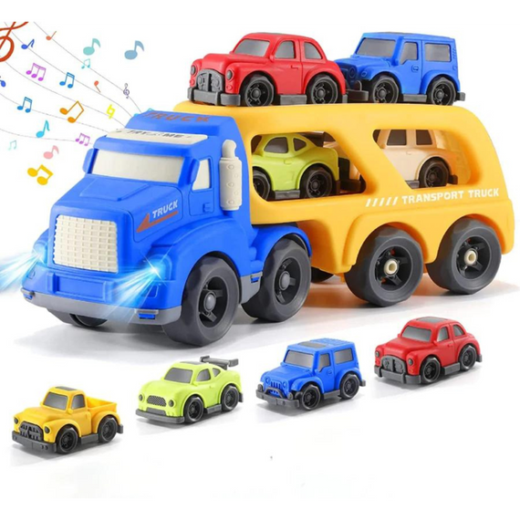 5 in 1 Transport Carrier Truck Toys Set,Toys for 18 Months + Boys and Girls,Friction Powered Car Toys Play Vehicle Toys, birthday Gifts for Boys Girls