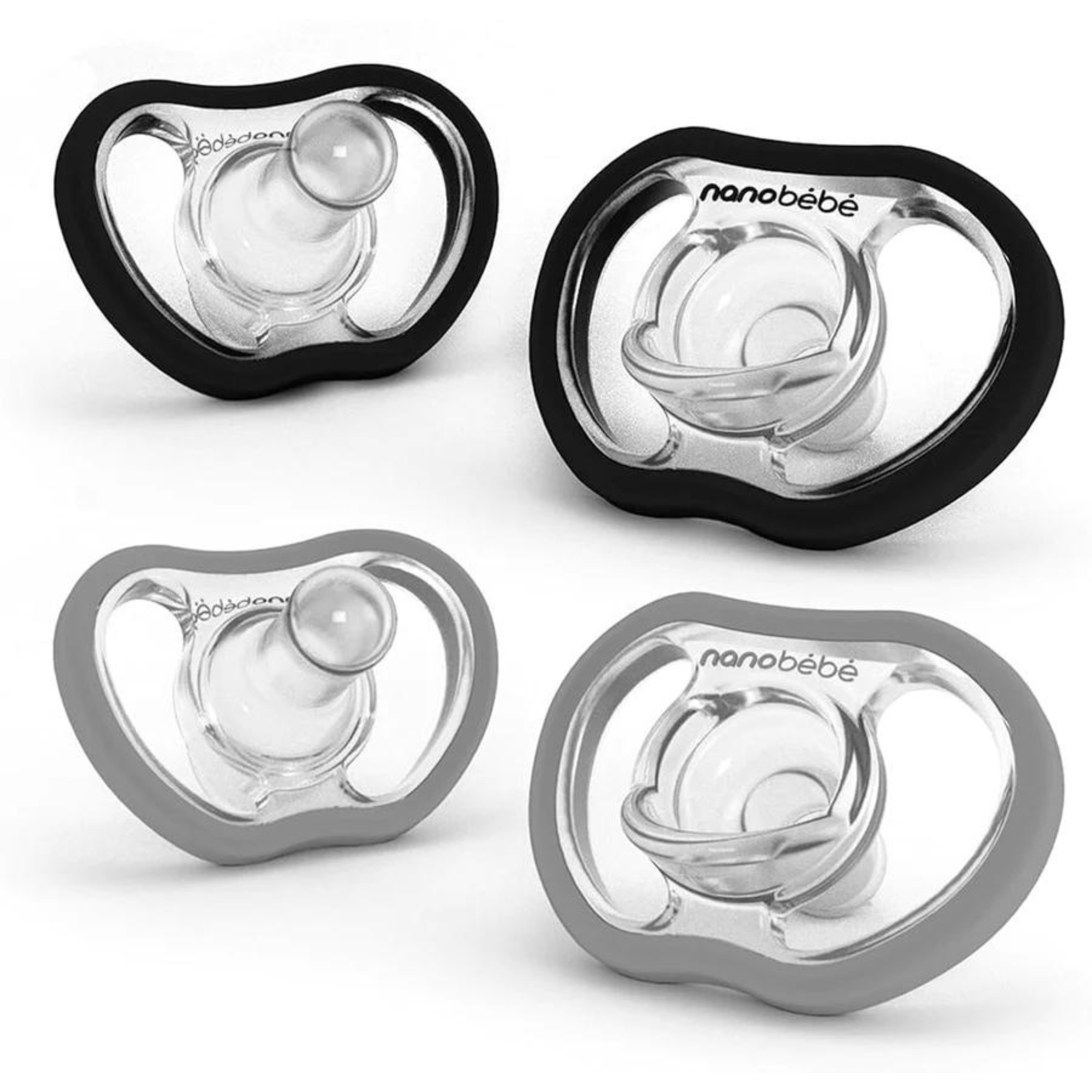 Active Pacifier - 4 pack- 4m+ Black & Cool Grey