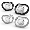 Active Pacifier - 4 pack- 4m+ Black & Cool Grey