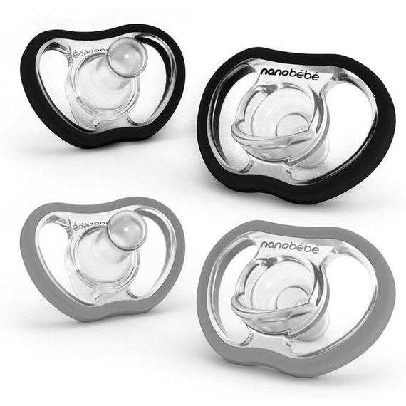 Active Pacifier - 4 pack- 4m+ Black & Cool Grey