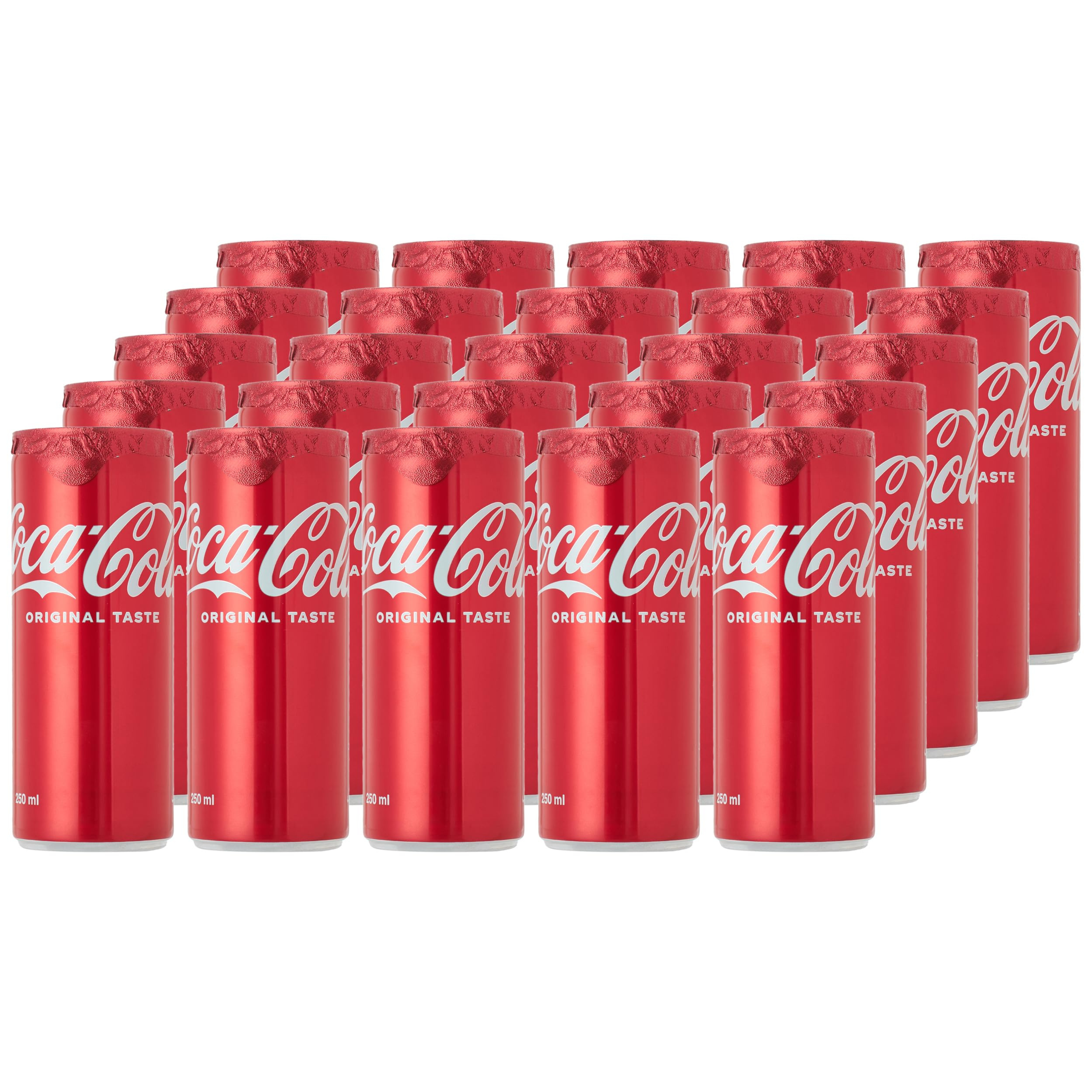 Coca Cola Regular Carbonated Soft Drink, Cans, 30 x 250 ml, Red