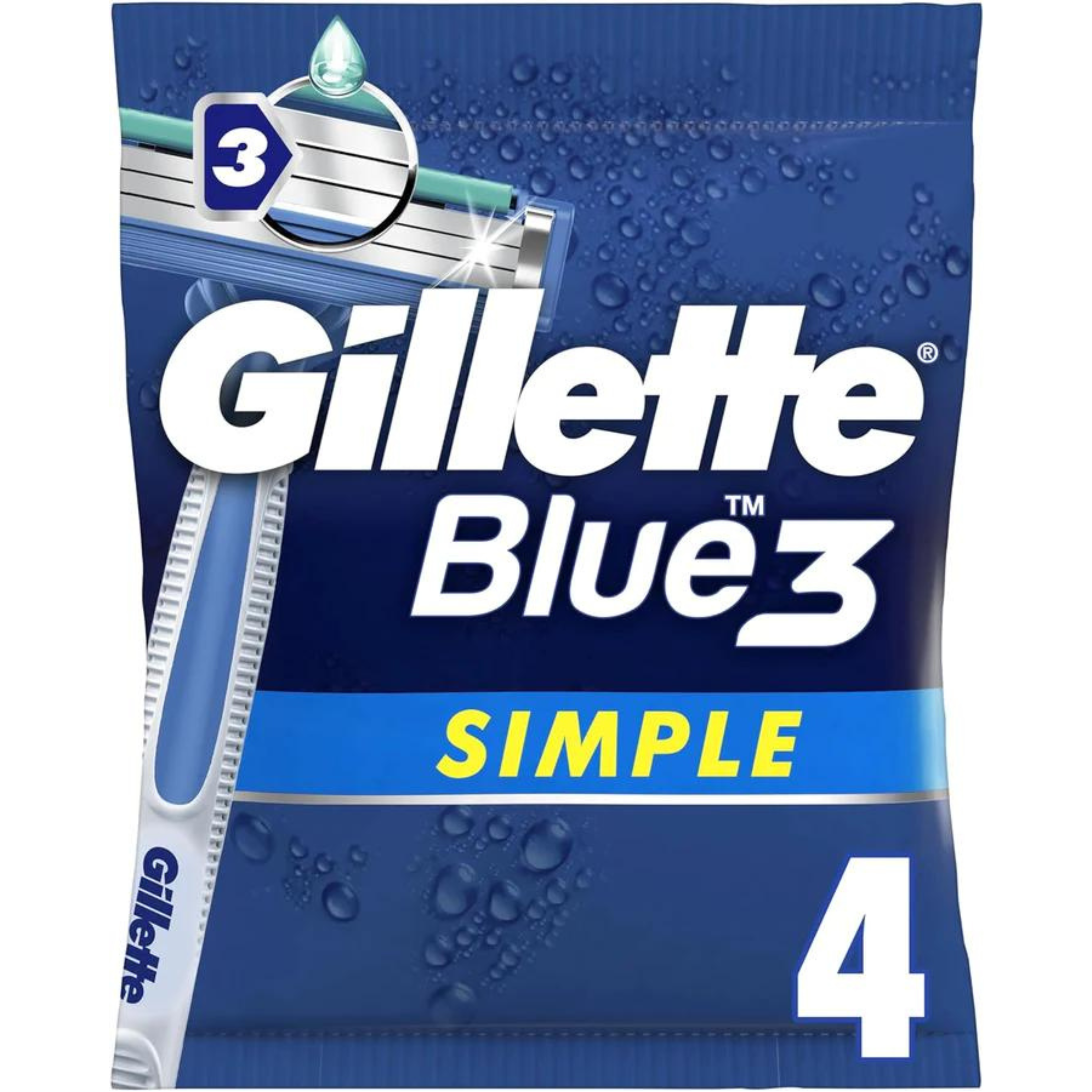 Gillette Blue Simple3 Men S Disposable Razors 4 Count