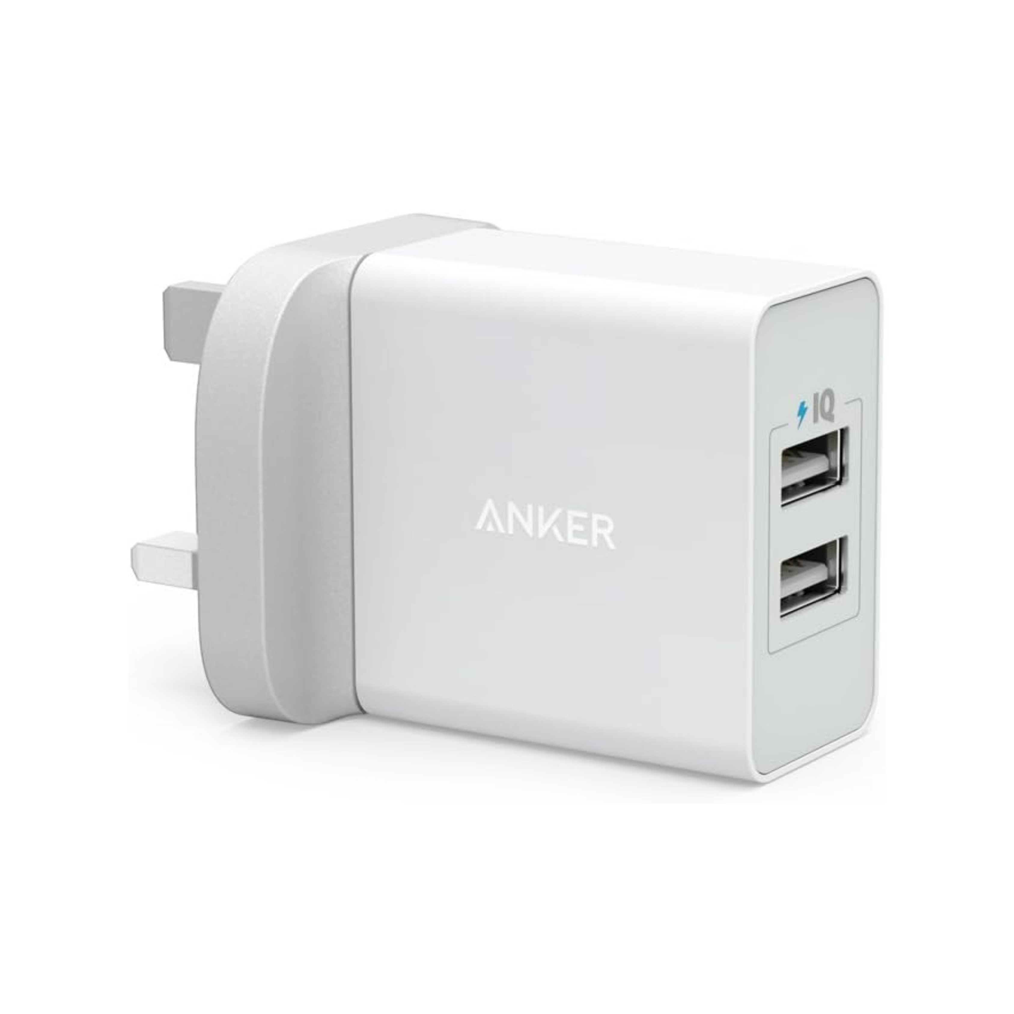 Anker 24W 2-Port USB Powerline Plus, Wall Charger for Mobile Phones, White, 3ft, A2021K21