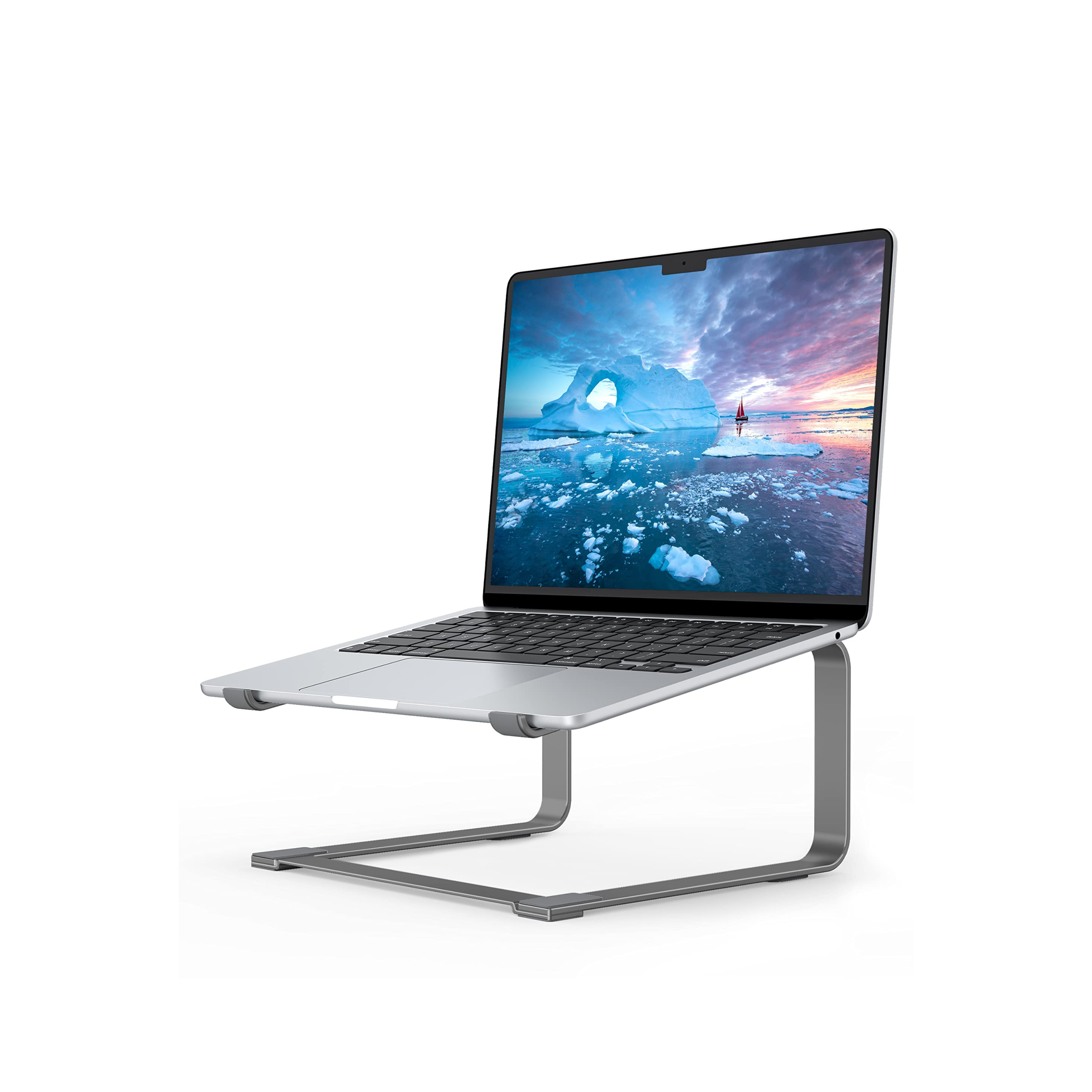 SOUNDANCE Laptop Stand for Desk, Metal Computer Riser, Heavy Stable PC Holder, Ergonomic Laptops Elevator for 12 to 17.3 Inches Notebook Computer, Grey