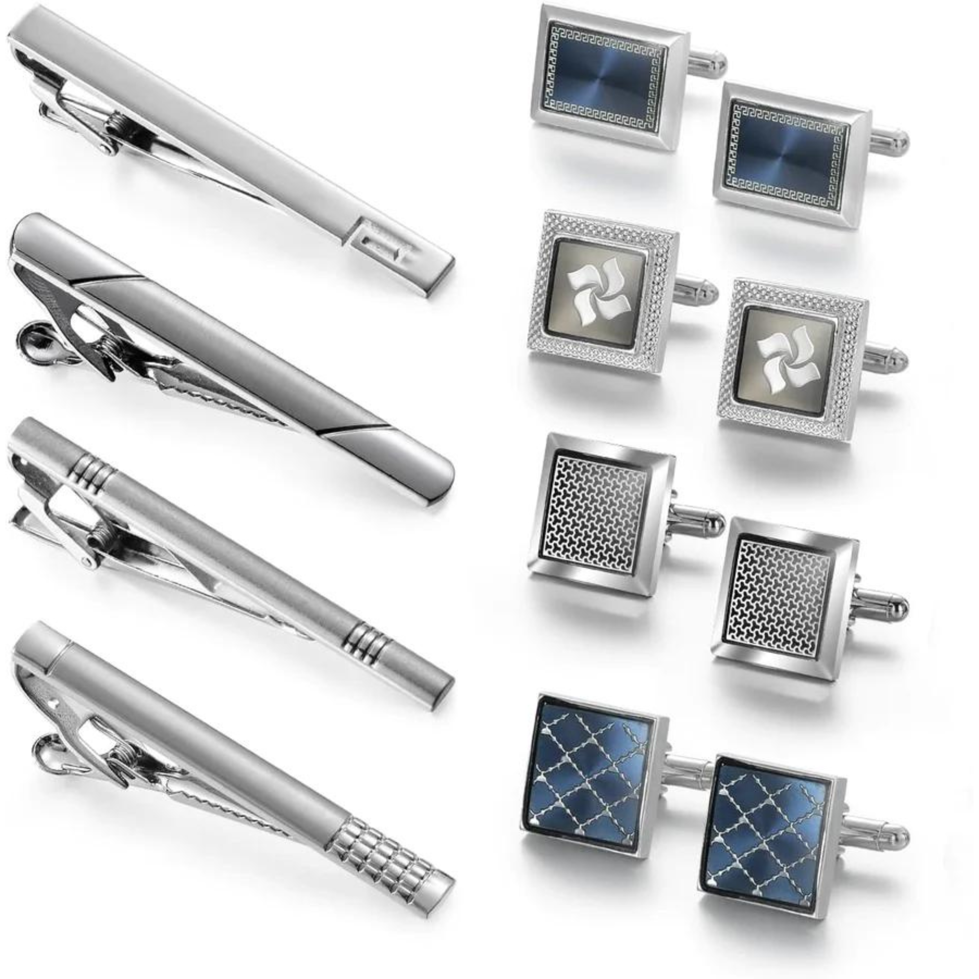 wynameleri Men's Cufflink and Tie Clip Set Fashion Designs with Luxury Gift Box for Party Business Wedding or Various Occasion