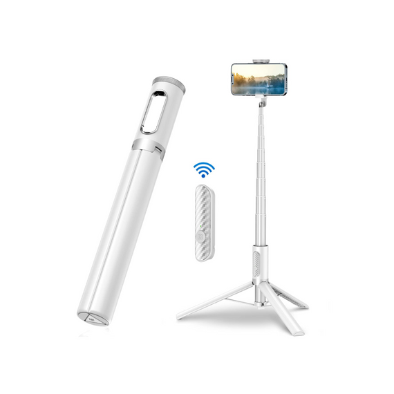 TONEOF152CM Cell Phone Selfie Stick Tripod,Smartphone Tripod Stand All-in-1 with Wireless Remote,Portable,Lightweight,Tall Extendable Phone Tripod for 4''-7'' iPhone and Android Phones White