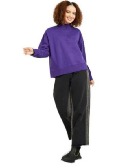 Styli Women Regular Length High Neck Half Zip Oversized Sweatshirt