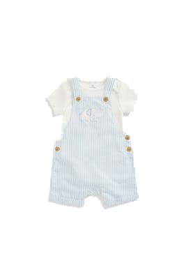 Mothercare Boys EB640 Mfb Woven Stripe Bibshort & Bodysuit