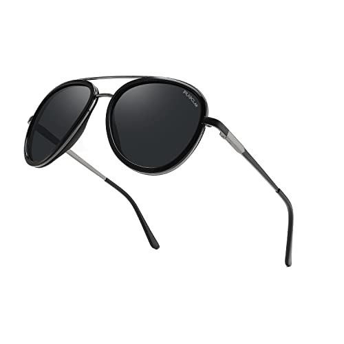 PUKCLAR Sunglasses for Men Polarized UV Protection Lightweight Driving Fishing Sports Aviator Mens Spring Hinges Sunglasses