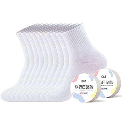 Goodern 10 Pairs Disposable Socks for Men and Women,Cotton Socks Wash-free Socks Travel Portable Socks Stretch Socks Travel Essentials,Disposable Crew Socks for Daily Use Sports Business Travel