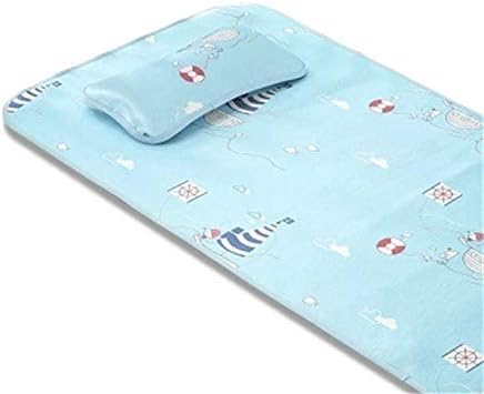 Baby Summer Sleeping Mat Breathable Safe Cool Bamboo Silk Flat Mattress Pads Toddler Infant Folding Bedding Cushion Crib Cot Cozy Nap Pads Blue