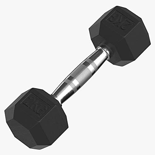 Marshal Fitness Rubber Dumbbell Set of 2 for Sports and Exercise at Home and GYM-2 kgs