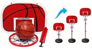 Basketball Hoop Stand with Wheel, DMG Portable Adjustable Height Children Basketball Hoop with Ball & Pump, Indoor Outdoor Sport Activity Game Gift Toddler, 63-150cm