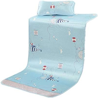 Baby Summer Sleeping Mat Breathable Safe Cool Bamboo Silk Flat Mattress Pads Toddler Infant Folding Bedding Cushion Crib Cot Cozy Nap Pads Blue