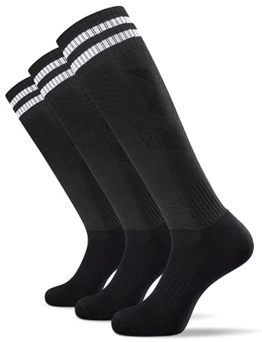 KASTWAVE 3 Pairs Men's Sports Socks Soccer Socks Anti-slip Football Socks Breathable Athletic Rugby Hockey Socks，One Size