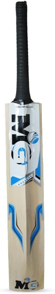 MG Kashmir Willow Bravo Cricket Bat for Light/Hard Tennis Ball with Cover BLACK/BLUE - MGKWT01