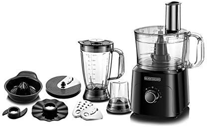 BLACK+DECKER 5in1 Food Processor, 750W, 2L Bowl, 1.8L Blender, Jar, Grinder & Chopper, Plus 34 Extra Functions, Compact & Kitchen Appliance for Chopping, Slicing, Shredding, , FX775-B5