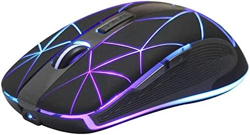 Rii RM200 2.4G Wireless Mouse with USB Nano Receiver, 5 Buttons Rechargeable RGB,3 Adjustable DPI Levels,Colorful Gaming Mouse for Notebook,PC,Computer-Black