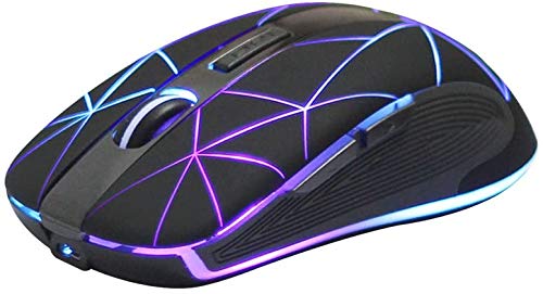 Rii RM200 2.4G Wireless Mouse with USB Nano Receiver, 5 Buttons Rechargeable RGB,3 Adjustable DPI Levels,Colorful Gaming Mouse for Notebook,PC,Computer-Black