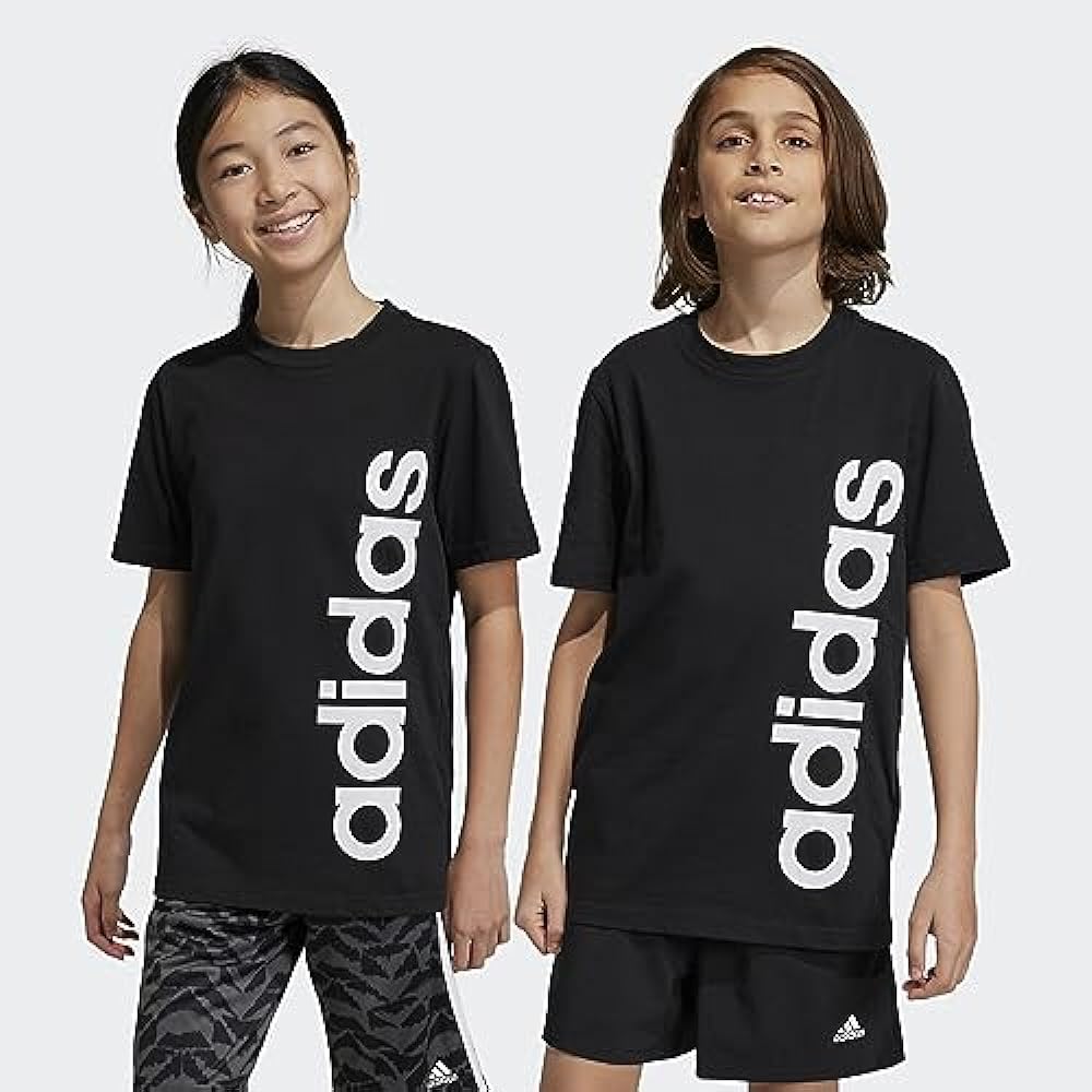 adidas Unisex Kids U LIN TEE BLACK/WHITE HR6400 NOT SPORTS SPECIFIC T-SHIRTS for Unisex T-Shirt