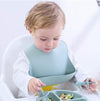 HAOHAO Silicone Adjustable Waterproof Feeding Bowl with Spoon and Bib for Babies & Toddlers (Blue)