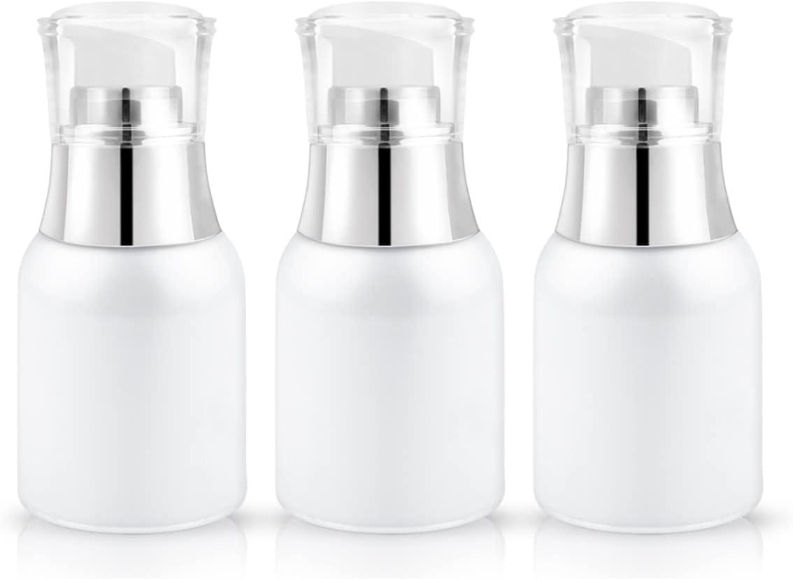 Cream Jar Vacuum Bottle,  Travel Cosmetic Cream Dispenser, Thicken Small Empty Airless Cosmetic Container,  Lotion Dispenser With Pump for Creams, Gels Airless Pump Bottles 3 Pack 30ml/1oz