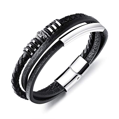 ORiTi Mens Leather Bracelet Premium Braided Leather Bracelet for Men and Women with Stainless Steel Magnetic Clasp Braided Bracelets for Men Leather Cuff Boys Bracelet