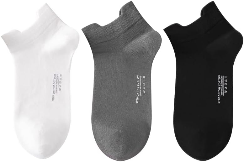 Men's Athletic Socks 100% Cotton Sports Comfort Cushion Sports Ankle Socks Comfort Fit Low-Top Sports Socks Breathable Sweat-Absorptive Women Odor-Resistant Socks