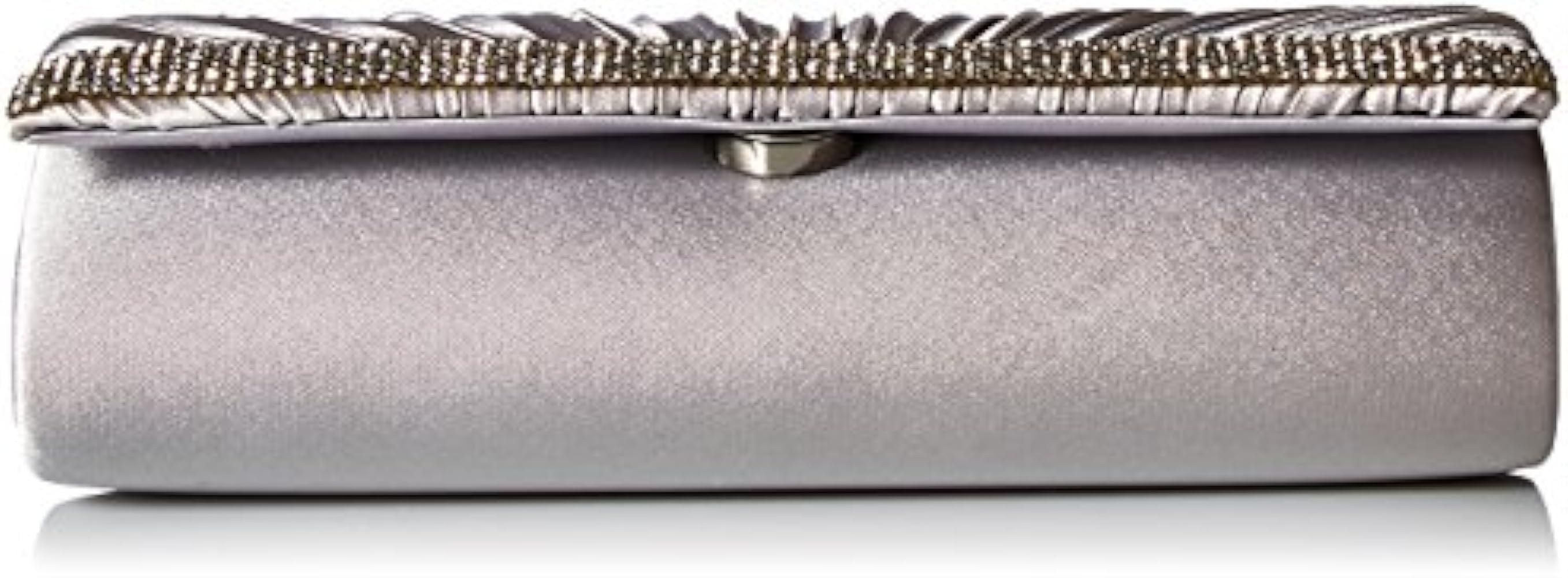 Jessica McClintock Chloe Satin Pleated Rhinestone Evening Clutch with Shoulder Chain