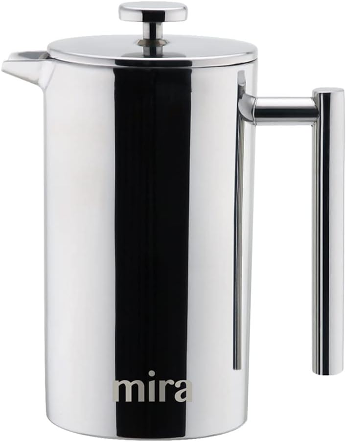 MIRA 12 oz Stainless Steel French Press Coffee Maker | Double Walled Insulated Coffee & Tea Brewer Pot & Maker | Keeps Brewed Coffee or Tea Hot | 350 ml