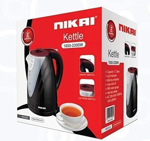 Nikai 1.7 Liter Kettle With Auto Shut Off|2200W|50/60Hz| Model No Nk220AX, min 2 yrs warranty