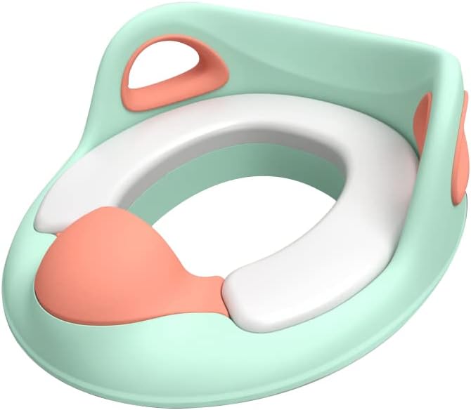 ALMEKAQUZ Toilet Training Seat, Child Safety Baby Toilet Seat with High Splash Protection & Handle And Backrest, Suitable For Boy And Girl Aged 1-8 Years (Green)