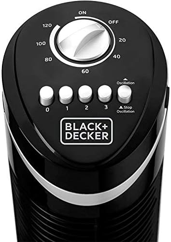 BLACK+DECKER 50W Tower Fan 3 Speeds Low/Medium/High 65, Wide Oscillation Adjustable Portable/Travel Friendly Design with 120 min Timer, For The Perfect Temperature TF50-B5