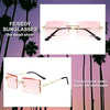 FEISEDY Vintage Rimless Sunglasses Rectangle Frameless Candy Color Glasses Women Men B2642