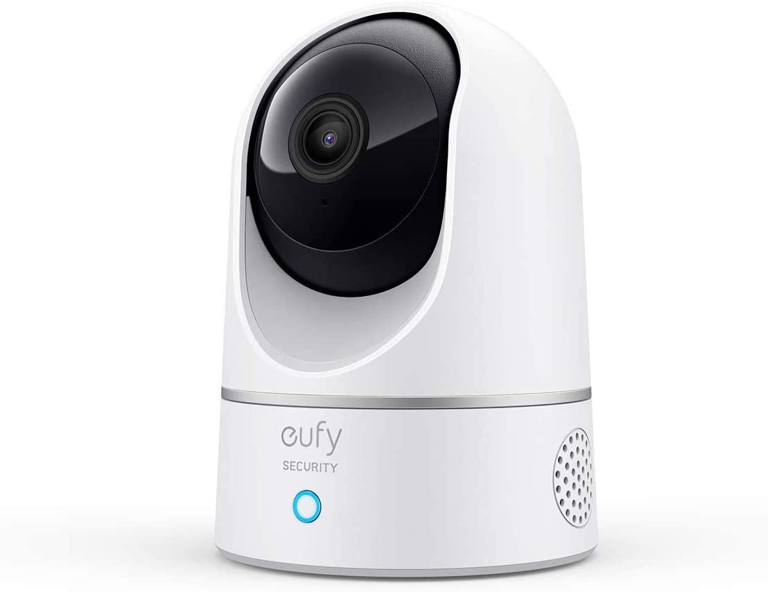 eufy 2K Cam Pan Tilt, Home Security Indoor Camera, with Voice Assistants, Motion Tracking, Night Vision, MicroSD Card Required