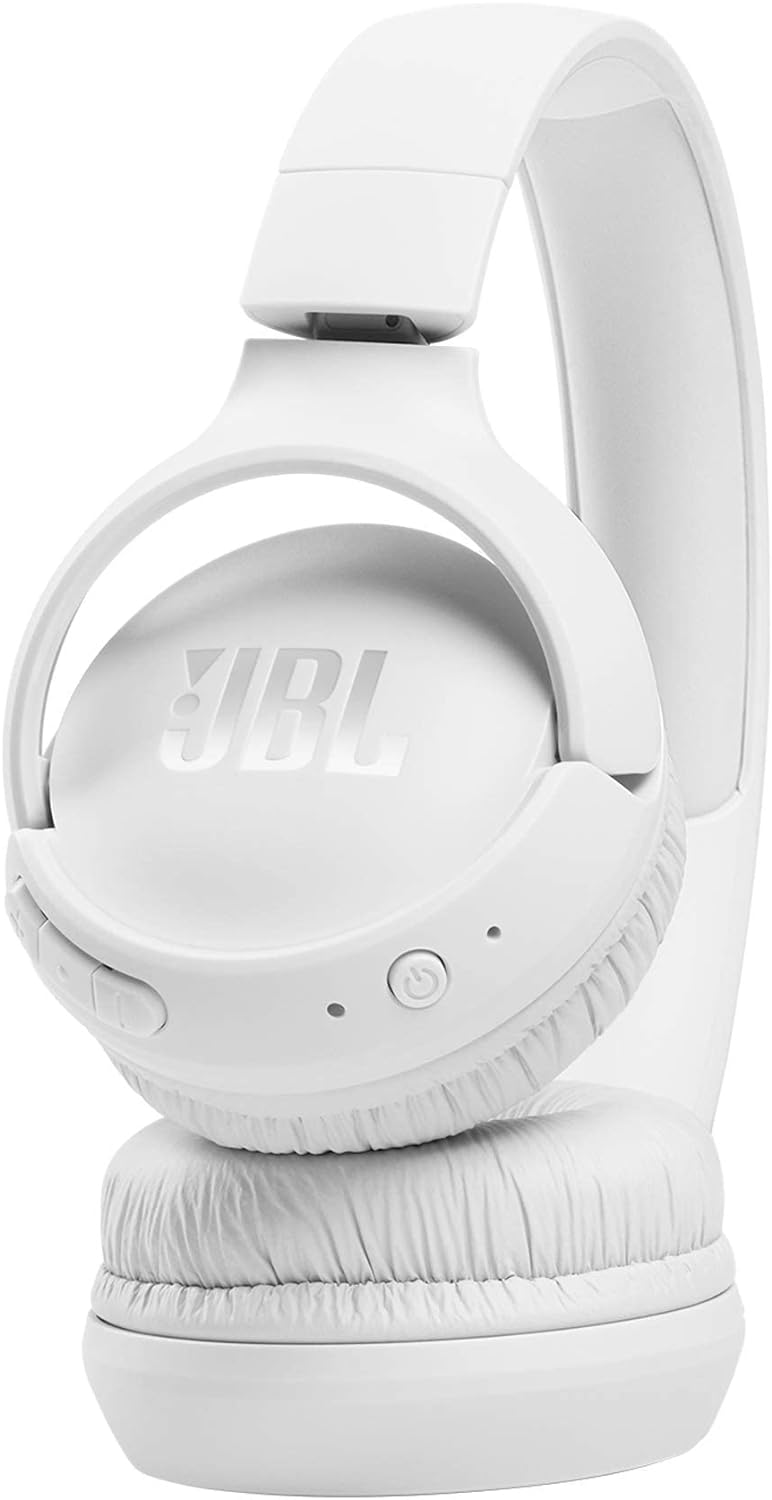 JBL Tune 510BT Wireless On Ear Headphones, Pure Bass Sound, 40H Battery, Speed Charge, Fast USB Type-C, Multi-Point Connection, Foldable Design, Voice Assistant - White, JBLT510BTWHTEU