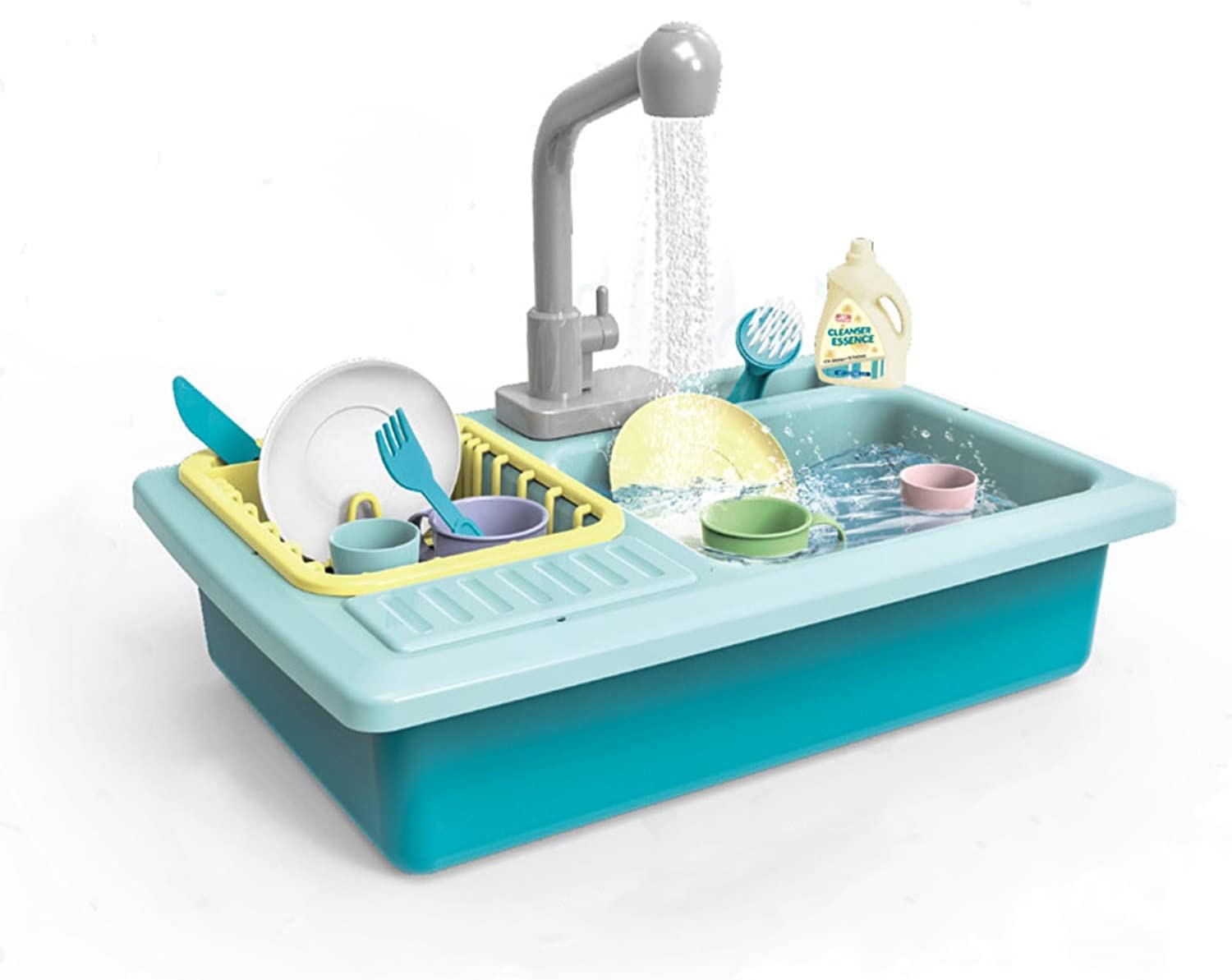 Arabest Kitchen Sink Toy Set,Role Play Pretend Play Working Sink, Kitchen Set Toys for Boys Girls (Blue)