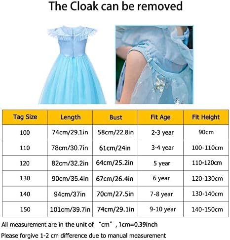 VanStar Snow Queen Costumes,Dress Girls Party Cosplay Girl Clothing Snow Queen Birthday Princess Dress Kids Costume Blue Costume With Accessory Set