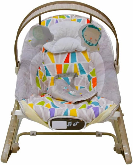 29288 Baby Rocking Chair With Music With Velvet Headrest And Can Be Used As A Bed Beige On Charcoal