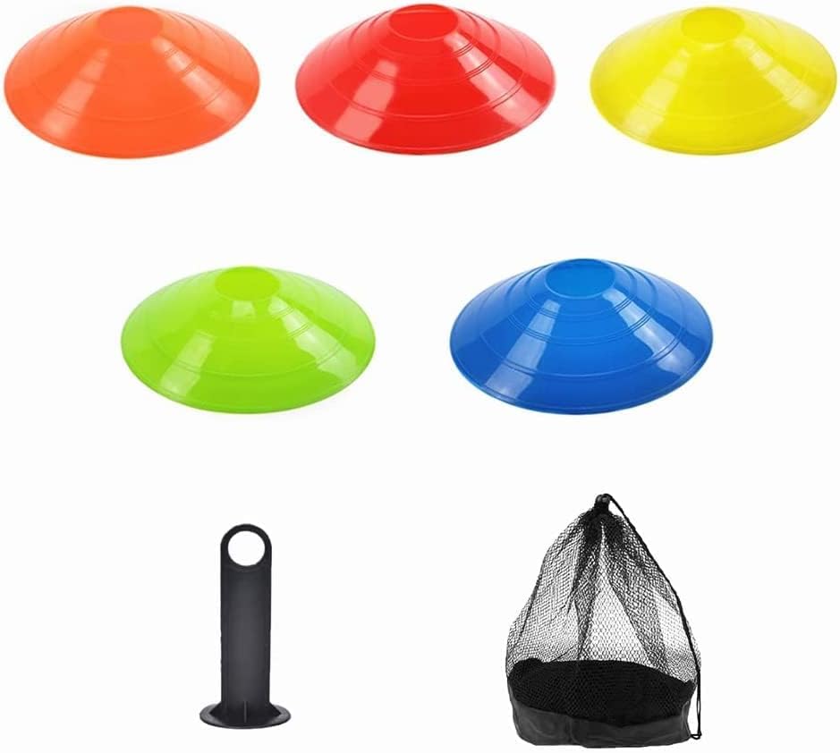 KIENAI 50 Pcs Soccer Cones, Agility Training Disc Cone, Soccer Training Equipment, PE Material with Excellent Flexibility and Durability, for Football, Basketball Sports Field Cone Markers