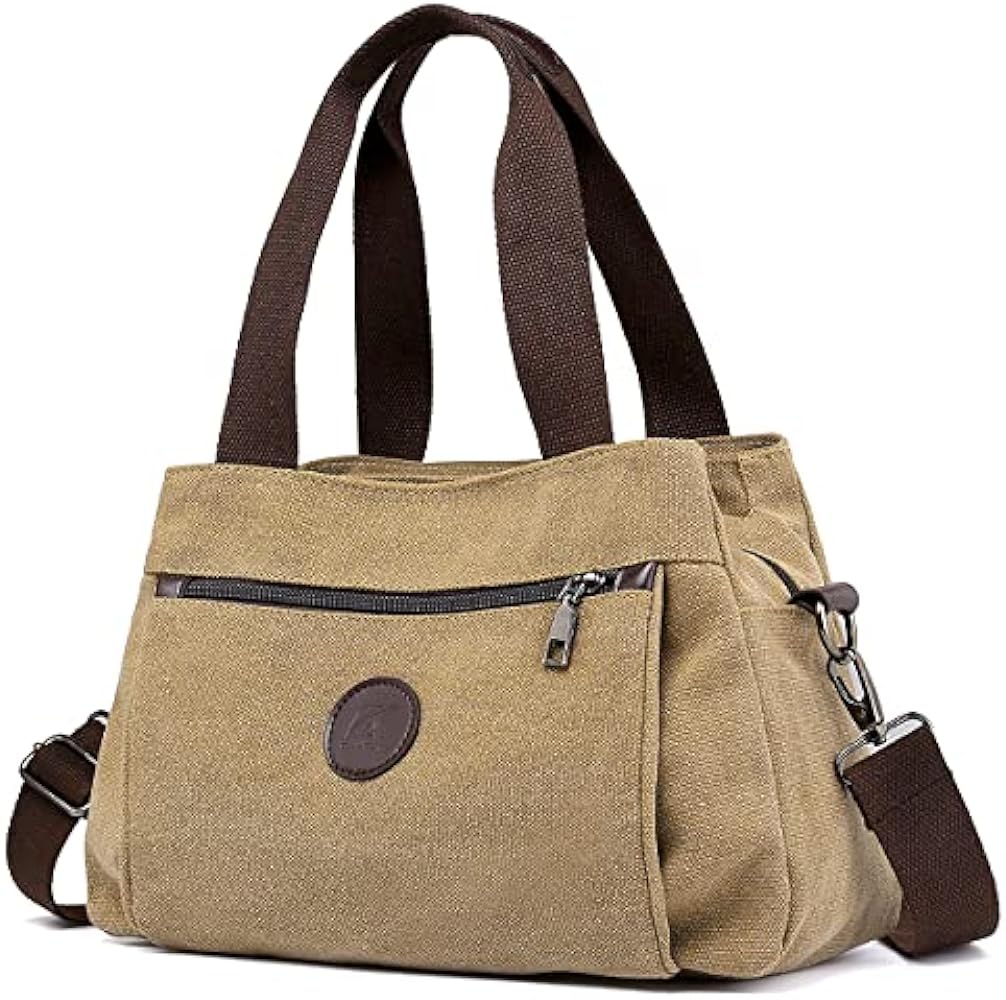 DOURR Hobo Handbags Canvas Crossbody Bag for Women, Multi Compartment Tote Purse Bags