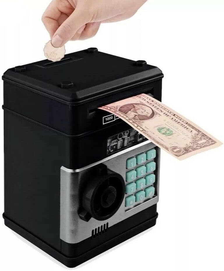 Money Box for Kids, Piggy Bank Electronic ATM Money Safe with Password Protection, ATM Saving Bank Paper Coin Money Saving Box for Girls Boys Kids Birthday Favors